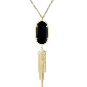Kendra Scott black Rayne Necklace with gold chain